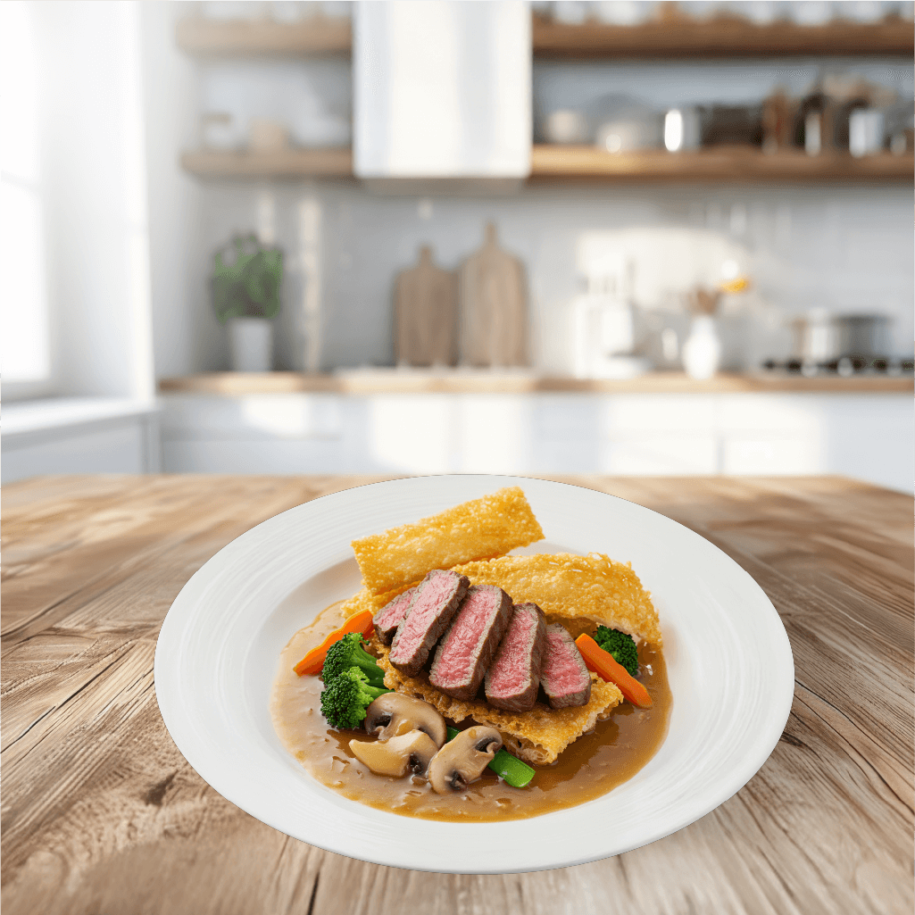 ราดหน้าสเต๊กเส้นใหญ่กรอบ ราดหน้าสเต๊กเส้นใหญ่กรอบ